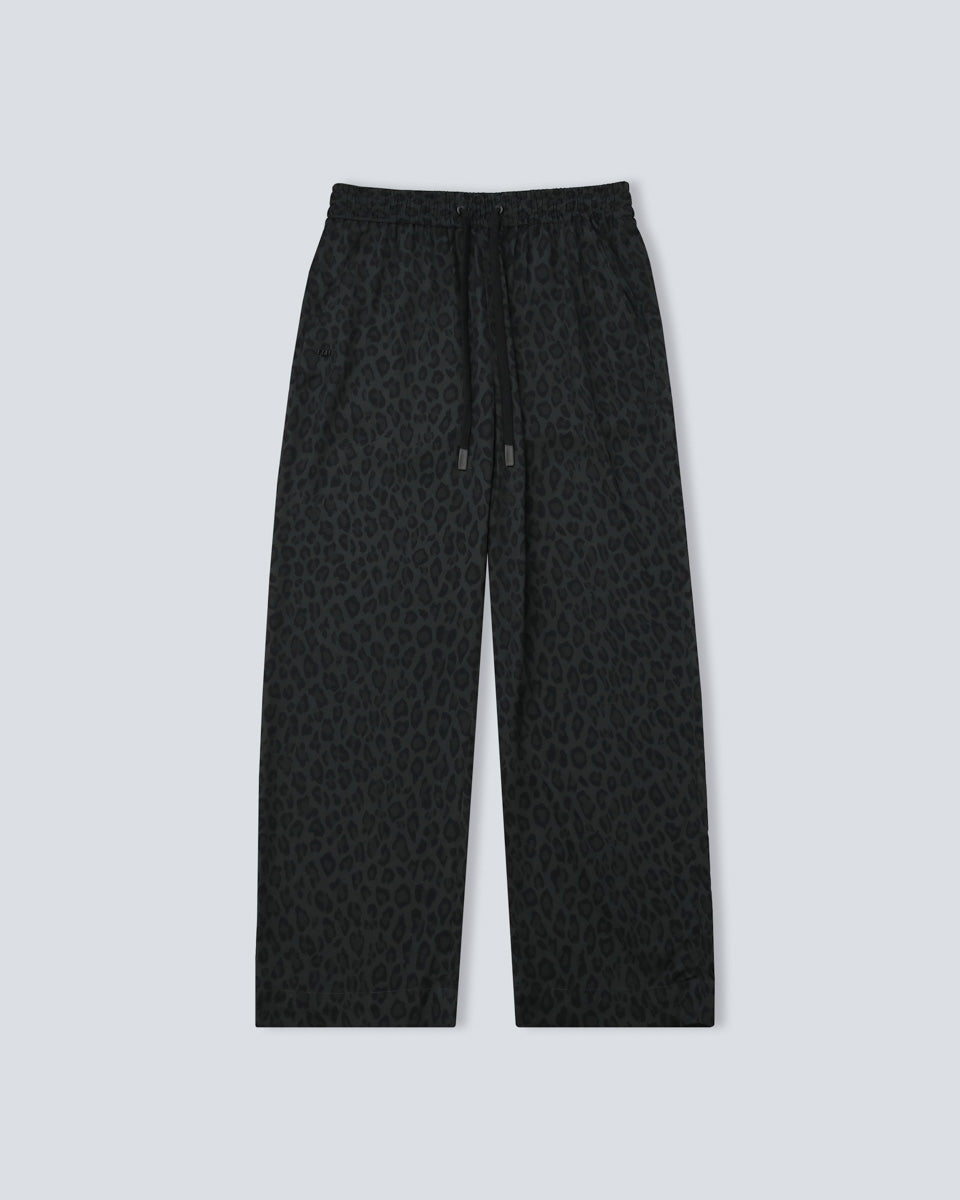 Leopard Drawcord Pants - Gray