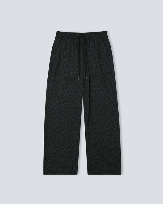 Leopard Drawcord Pants - Gray
