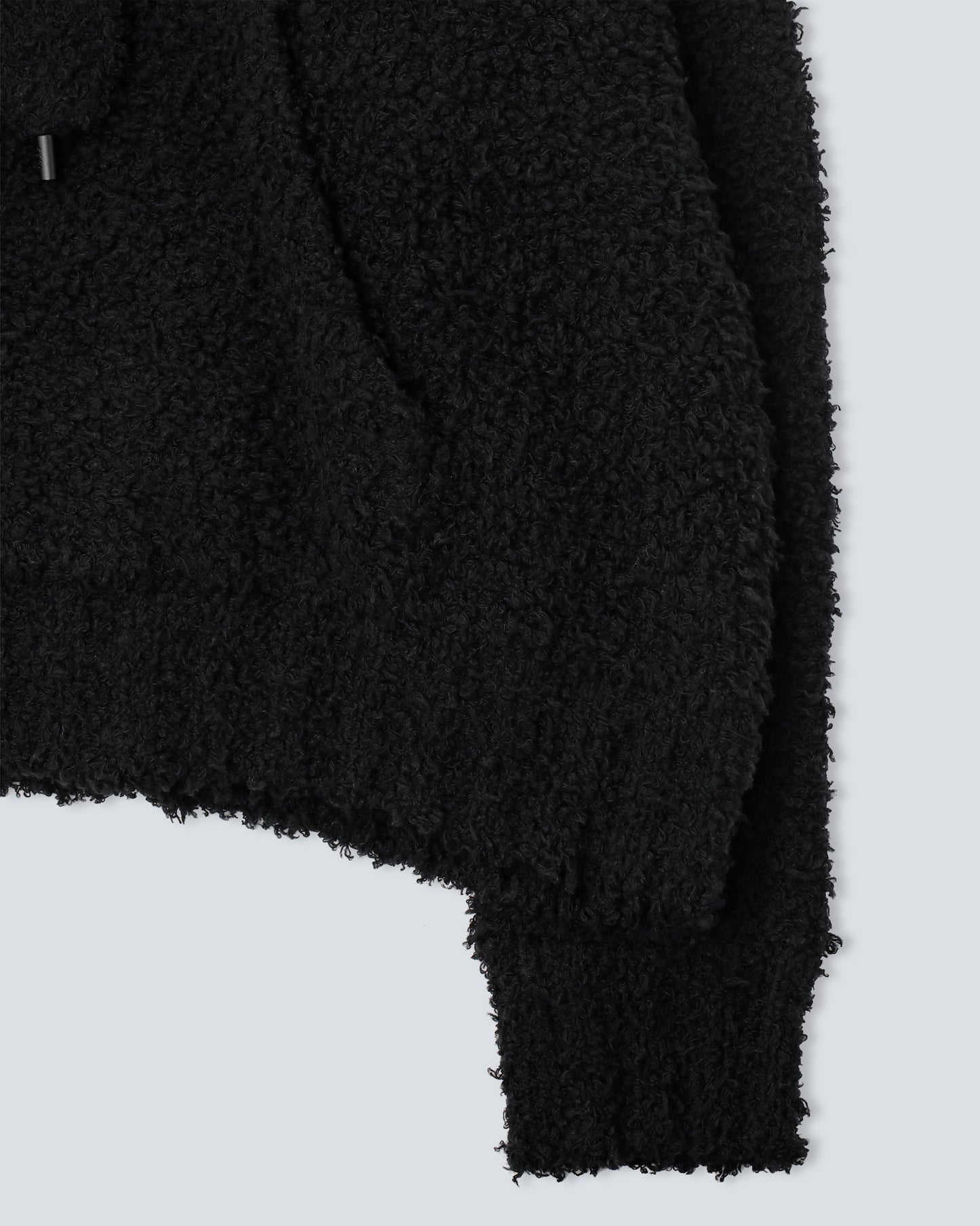 Hand-Loomed Fuzzy Hoodie - Black