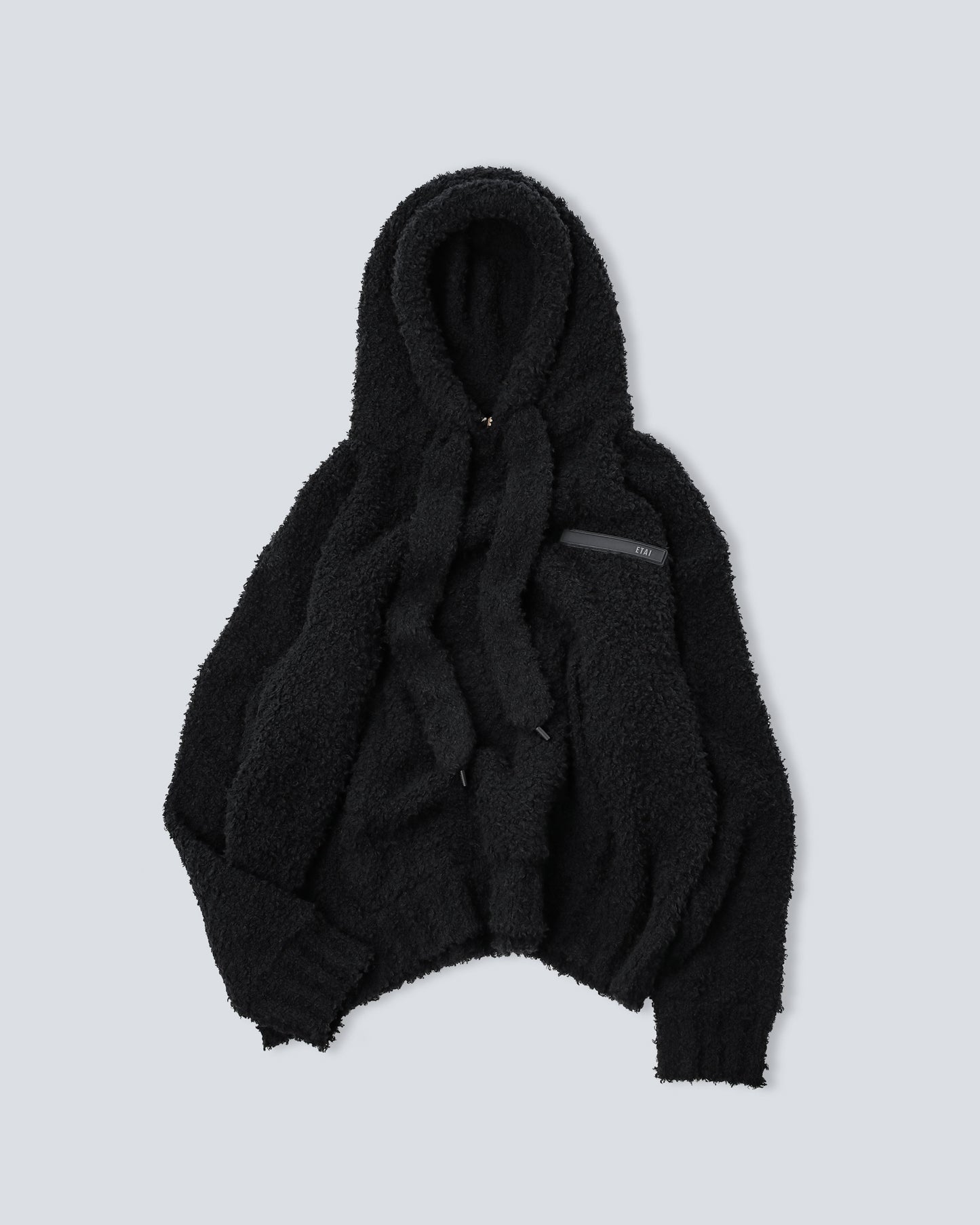 Hand-Loomed Fuzzy Hoodie - Black