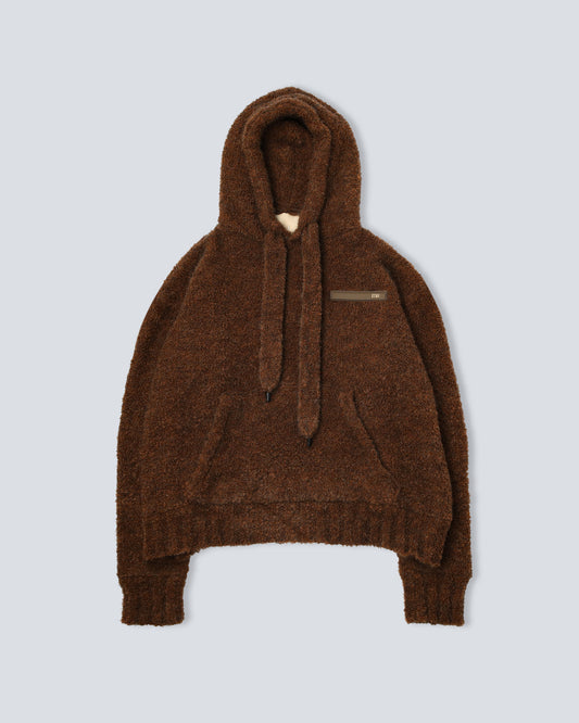 Hand-Loomed Mousse Hoodie - Brown