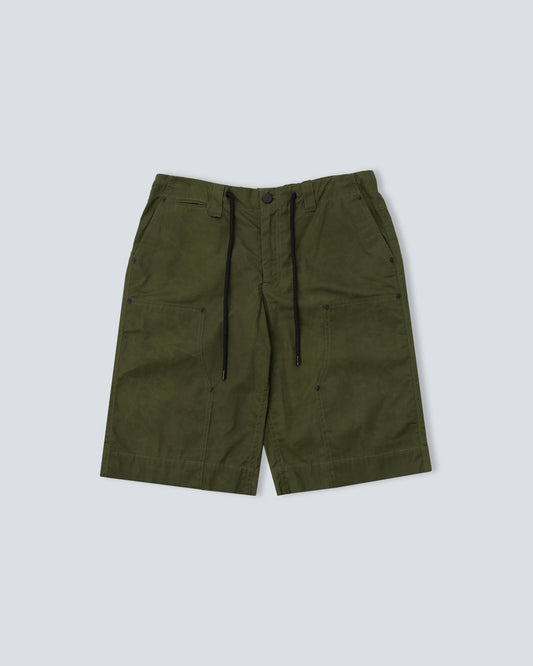 Wax Coated Double Knee Shorts - Olive