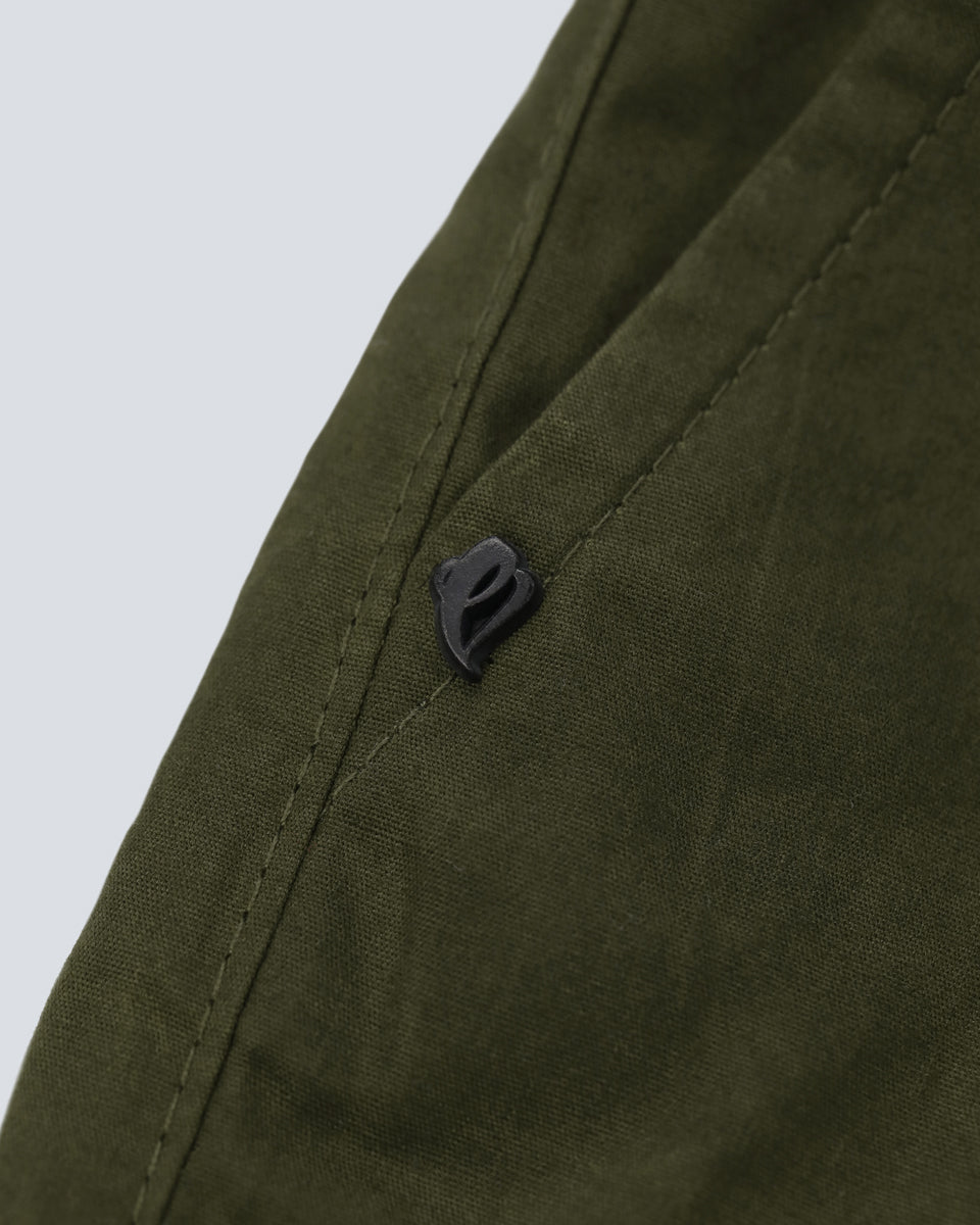 Wax Coated Double Knee Shorts - Olive