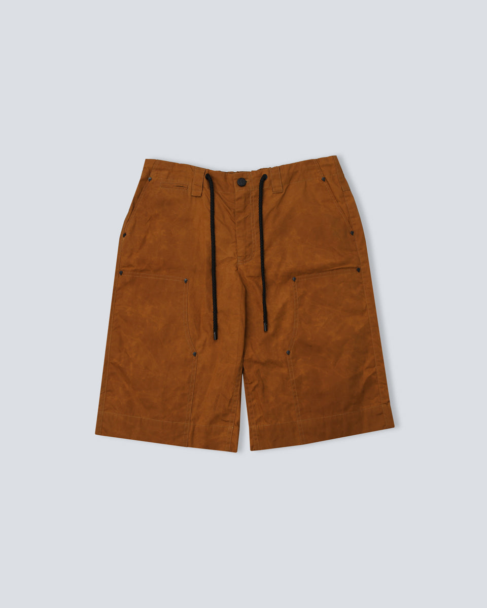 Wax Coated Double Knee Shorts - Rust